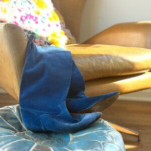 Vintage Made in Italy Italian Soft Blue Leather Slouch Boots – Size 8